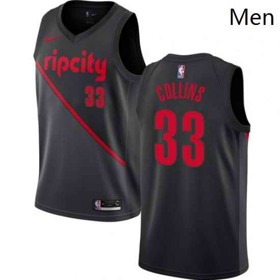 Mens Nike Portland Trail Blazers 33 Zach Collins Swingman Black NBA Jersey 2018 19 City Edition